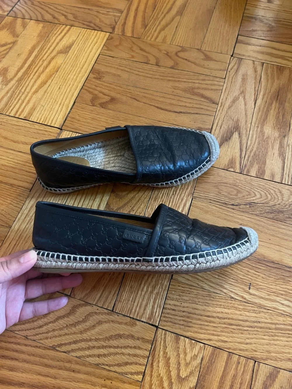 Gucci Microguccissima Monogram Pattern Leather Espadrilles Quiet Luxury - Picture 3 of 16